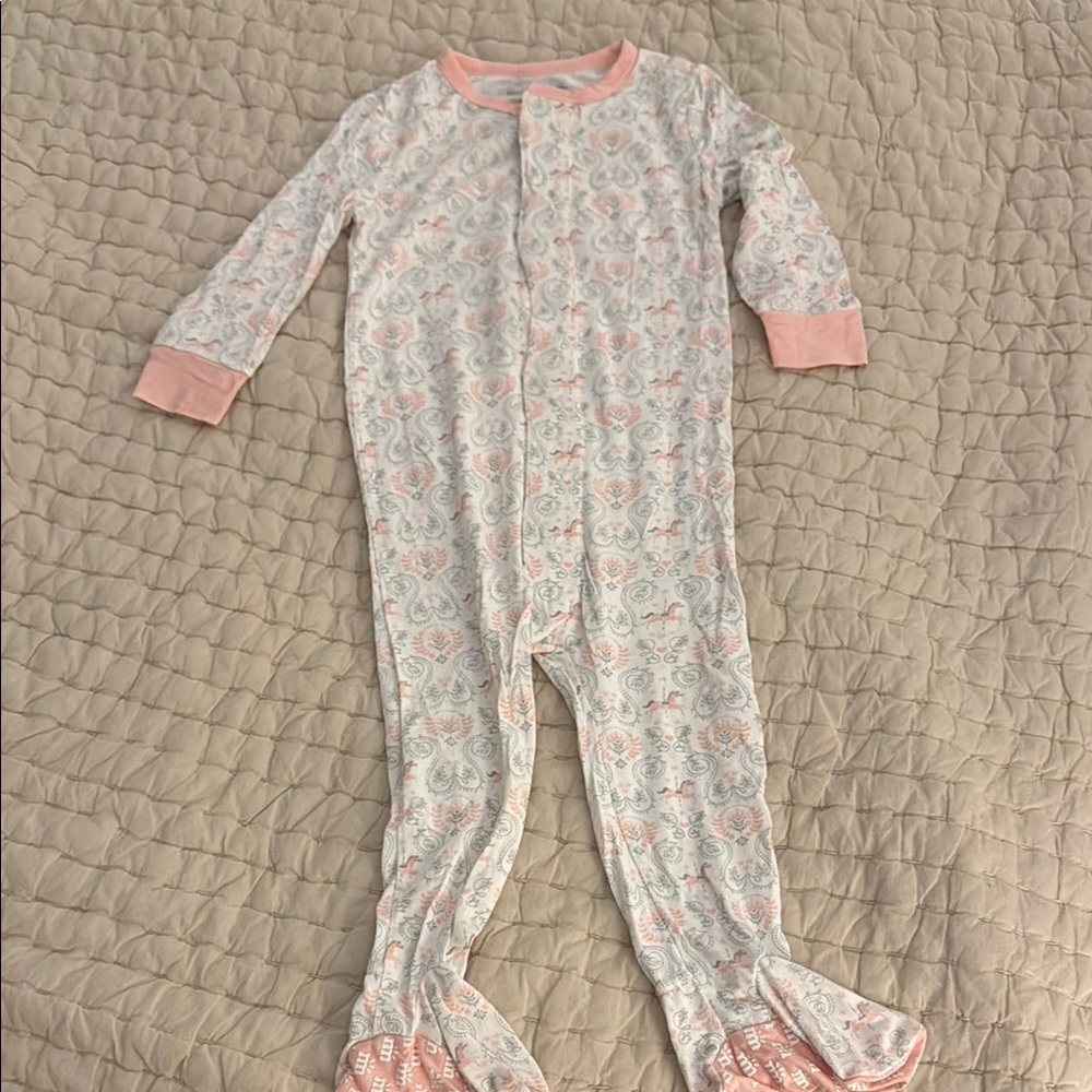 Magnetic Me Pink and White Footie Pajamas Soft and Comfortable